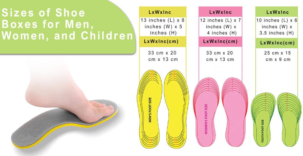 Sizes of Shoe Boxes for Men, Women, and Children