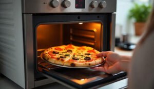 Using toaster oven to reheat the pizza