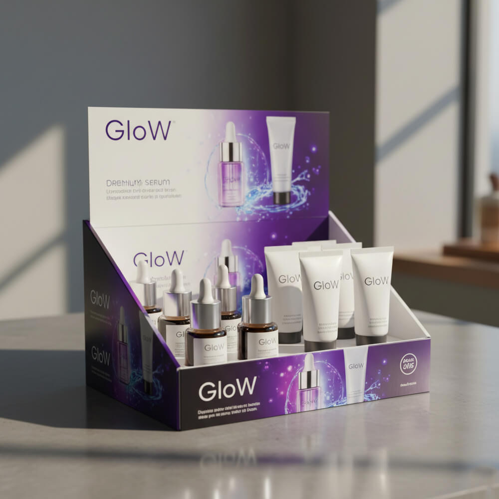 display boxes auto bottom with logo